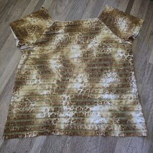 Claire France Vintage Y2K Leopard Print Mesh Ribbon Tiered Top 1X Retro Layering